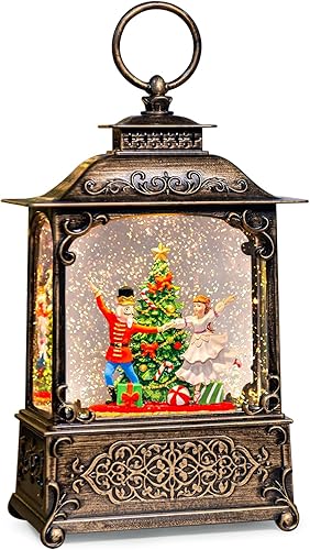 Miniatura 11 de Linterna de globos de nieve de Navidad con música, globos de nieve para árbol de Navidad con efectos de purpurina giratoria, alimentado por USB y