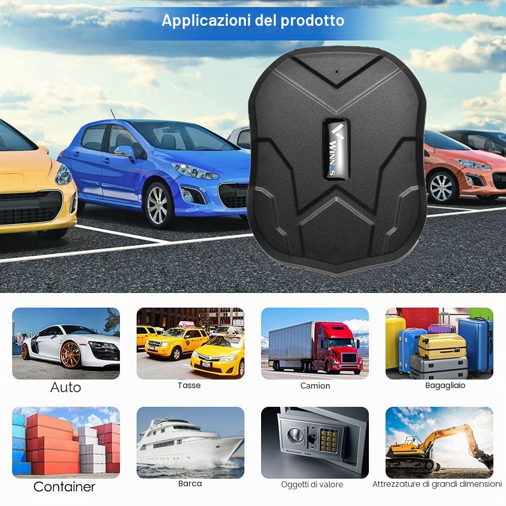 4G GPS Tracker per Auto,Winnes Localizzatore GPS con Magnetico 10000mah per Auto/moto/camion, IP65 GPS Locator Anti-loss SMS Alarm Geo-fence APP Gratuito