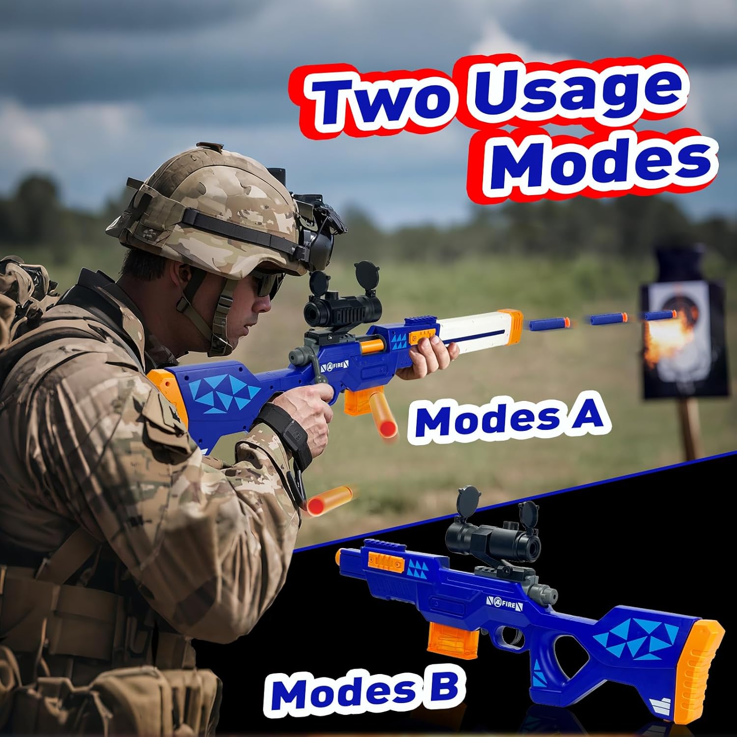 Toy Gun Pull Bolted Foam Blasters Soft Bullet Technological Cartoon Jumping Empty Shell Design with Scope 12 Shell 40 Soft Darts 2 Magazines for Boys Girls Teen Adults Indoor Outdoor Play