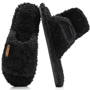 Adjustable Open-Toe Womens Slippers Cozy House Slippers with Memory Foam Indoor Outdoor Non-Slip Cute Ladies Shoes Sandals Gifts