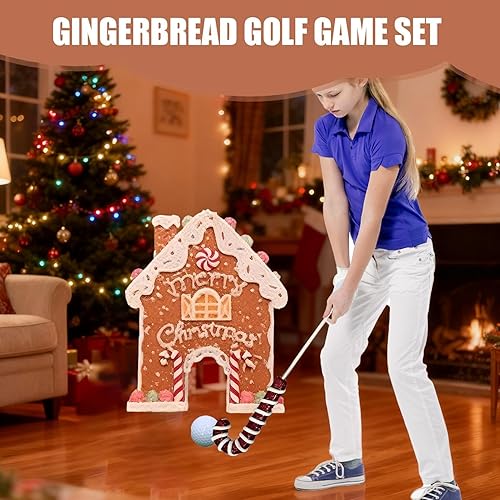 Miniatura 3 de Juego de golf de pan de jengibre, el mejor juego de Navidad, juego de mini campo de golf de Navidad con 6 bolas, divertidos juegos de fiesta