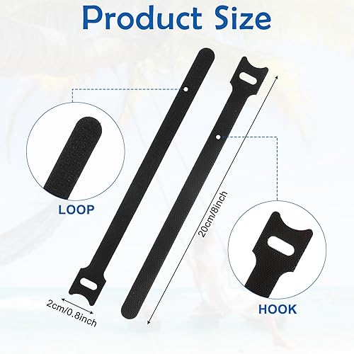 Miniatura 3 de 100 organizadores de cables ajustables multiusos, 8 pulgadas, reutilizables, coloridos cables de gestión de cables, bridas de cables, lazos de