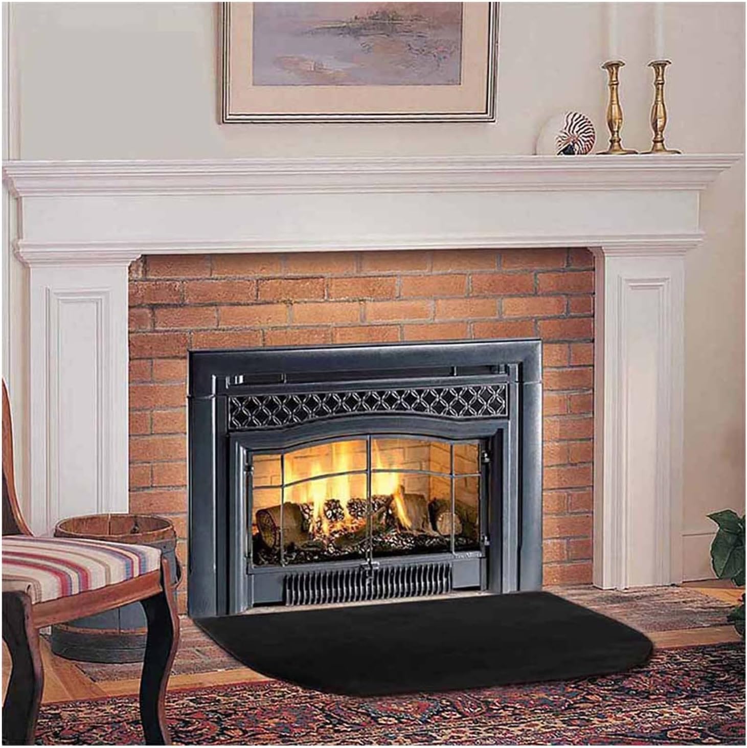 Fireplace Area Rug,Half Round Fire Resistant Mat for