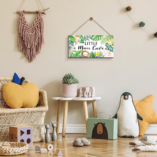 Miniatura 5 de ZIEYOMI - Letrero de cueva de hombre pequeño, decoración de habitación de bebé, temática de animales de safari en la selva, decoración de dormitorio