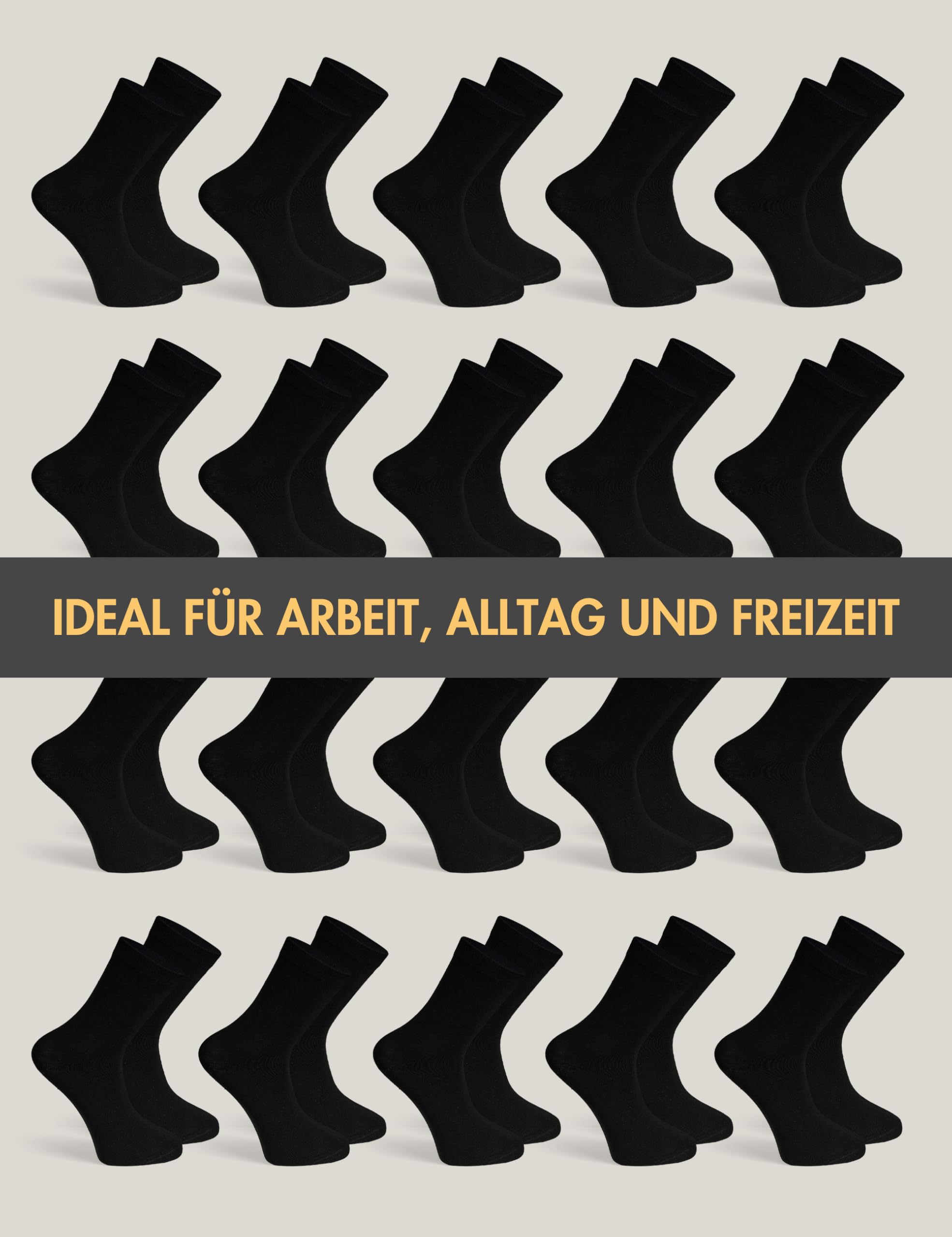 Basic Treasure 20 Paar Socken Herren, Herrensocken Schwarz, Business