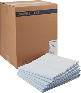 McKesson Disposable Stretcher Sheets 50 Ct Tissue/Poly Blue 40x90in Latex-Free for Medical Transport, Exams & Massage