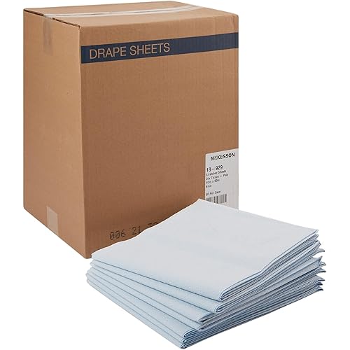 McKesson Drape Sheets [50 Count] Disposable Stretcher Sheet for Bed, Massage, Exam, Medical, Tissue/Poly, Latex-Free, 40 x 90 in, Blue