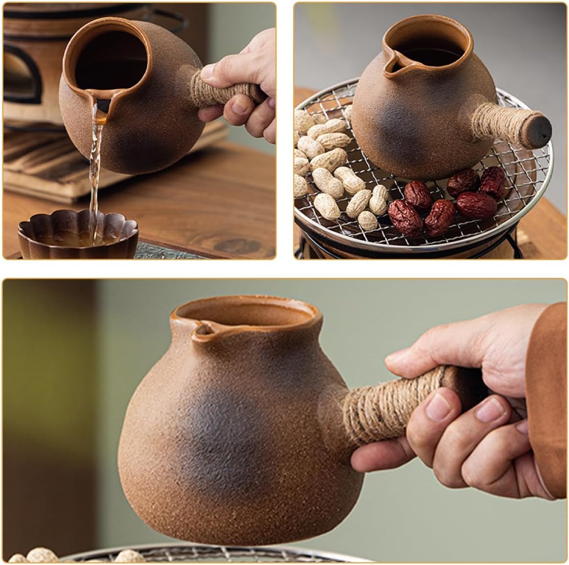 1pc Vintage Tea Pot Clay Maker Stovetop Kettle for Tea Soup Milk Capacity Camping Bbq Kitchen
