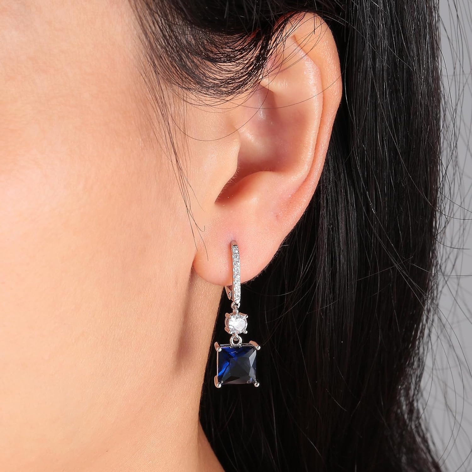 CiNily Square-cut Drop Dangle Earrings for Women Hypoallergenic, Multi-color Cubic Zirconia Earrings Diamond Dangle Earrings Jewelry Gifts for Mothers Day 14K White Gold | Gold Plated - Image 2