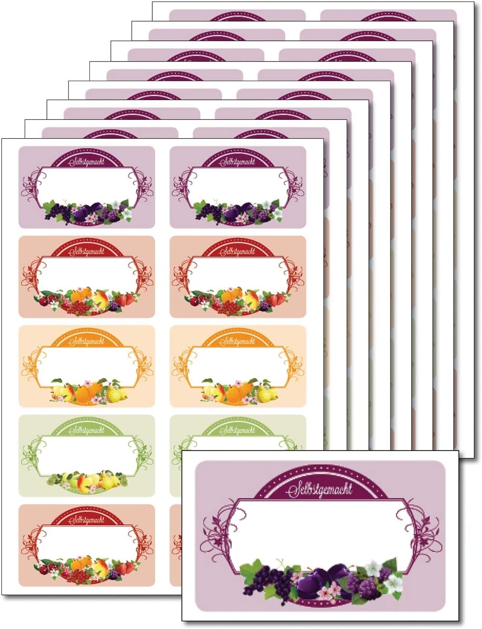 80 x “Selbstgemacht” Printable Jam Jar Labels (German Language) on A5 Sheets for Preserving Jars, Gifts, Bags - Self-Adhesive & Easy to Remove