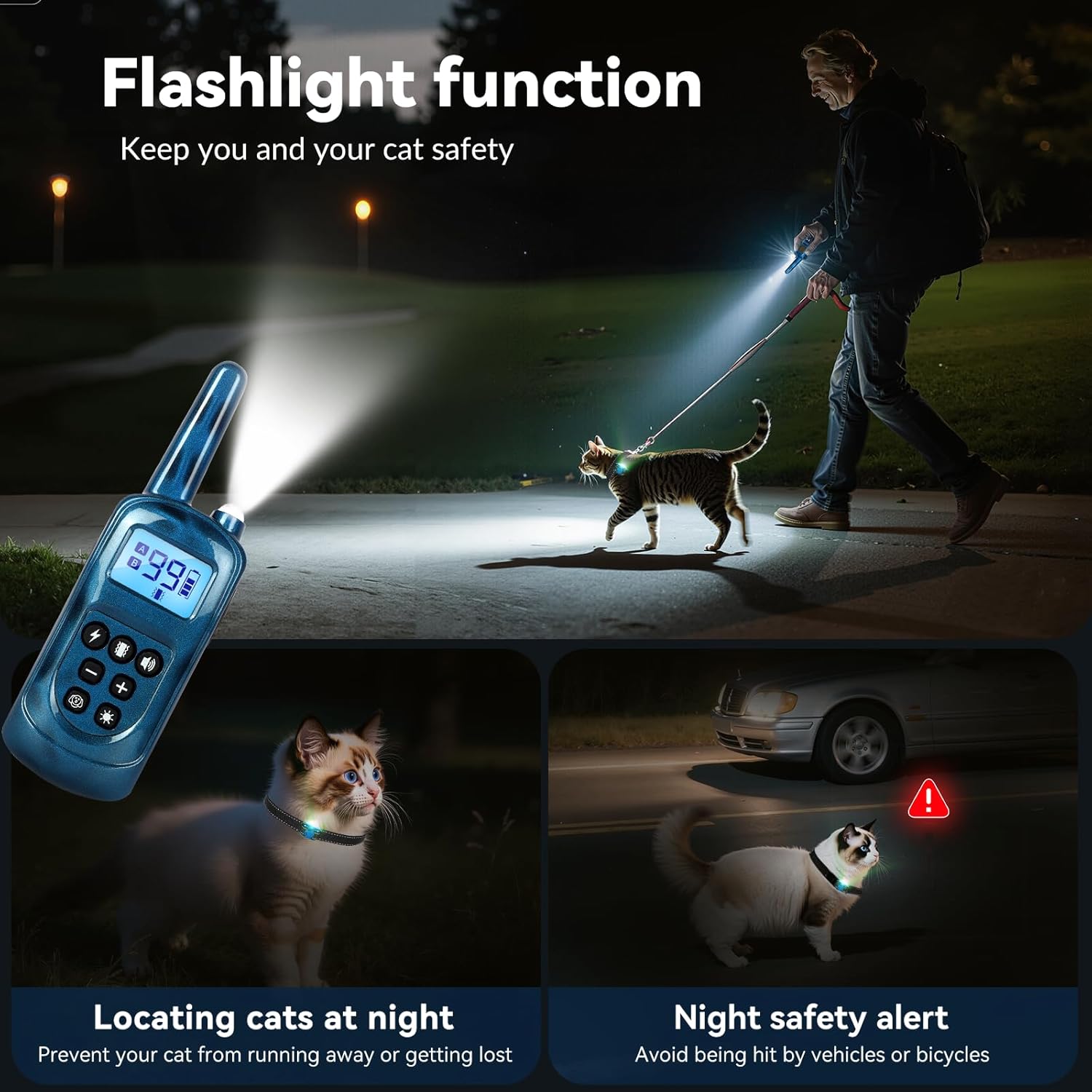 Cat Shock Collar with Remote 2000FT,Ultra-Small Cat Training Collar,Tailored for Cats,3 Training Modes Beep Vibration Shock Mode to Stop Meowing,Waterproof, Effective for Bad Behavior，Blue