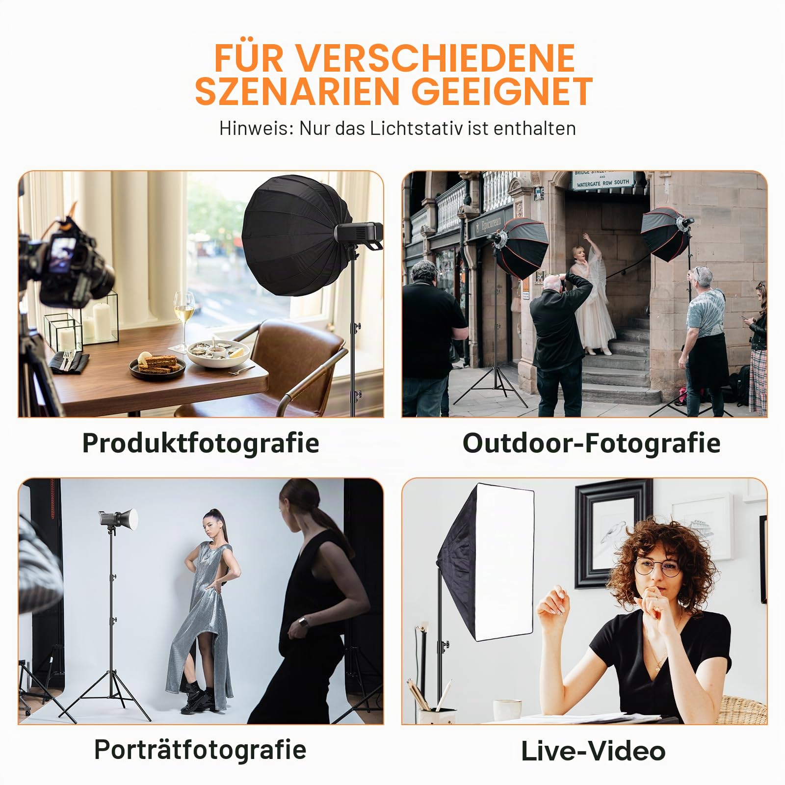 EMART Lichtstativ Heavy Duty 2,6 m, Aluminium Light Stand mit 1/4"-Gewinde, Max. Belastbarkeit 10 kg für Fotografische Beleuchtung, Softboxen, Blitzlicht - 2 Stück