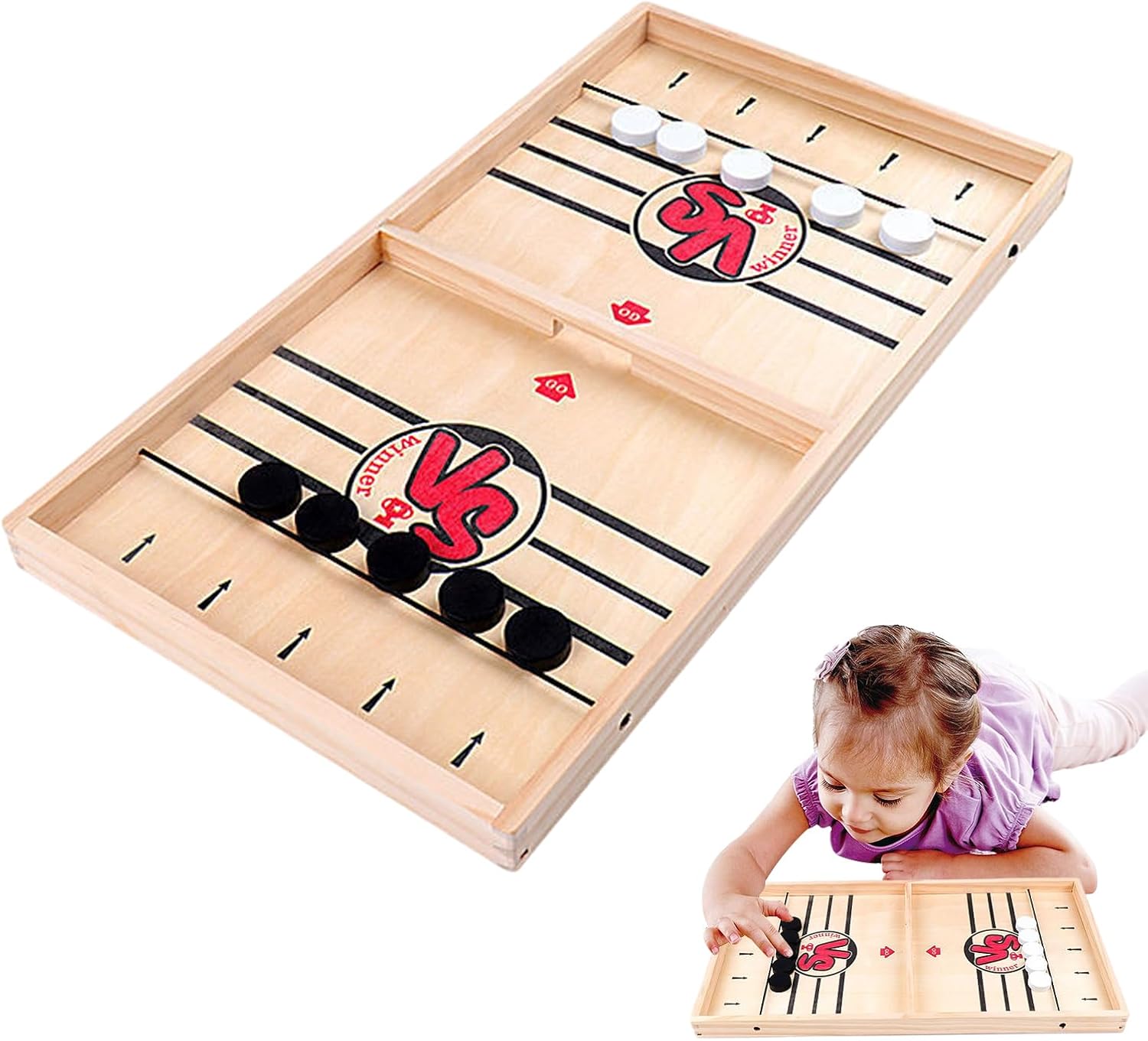 Fast Sling Puck Game Foldable and Portable Wooden Ice