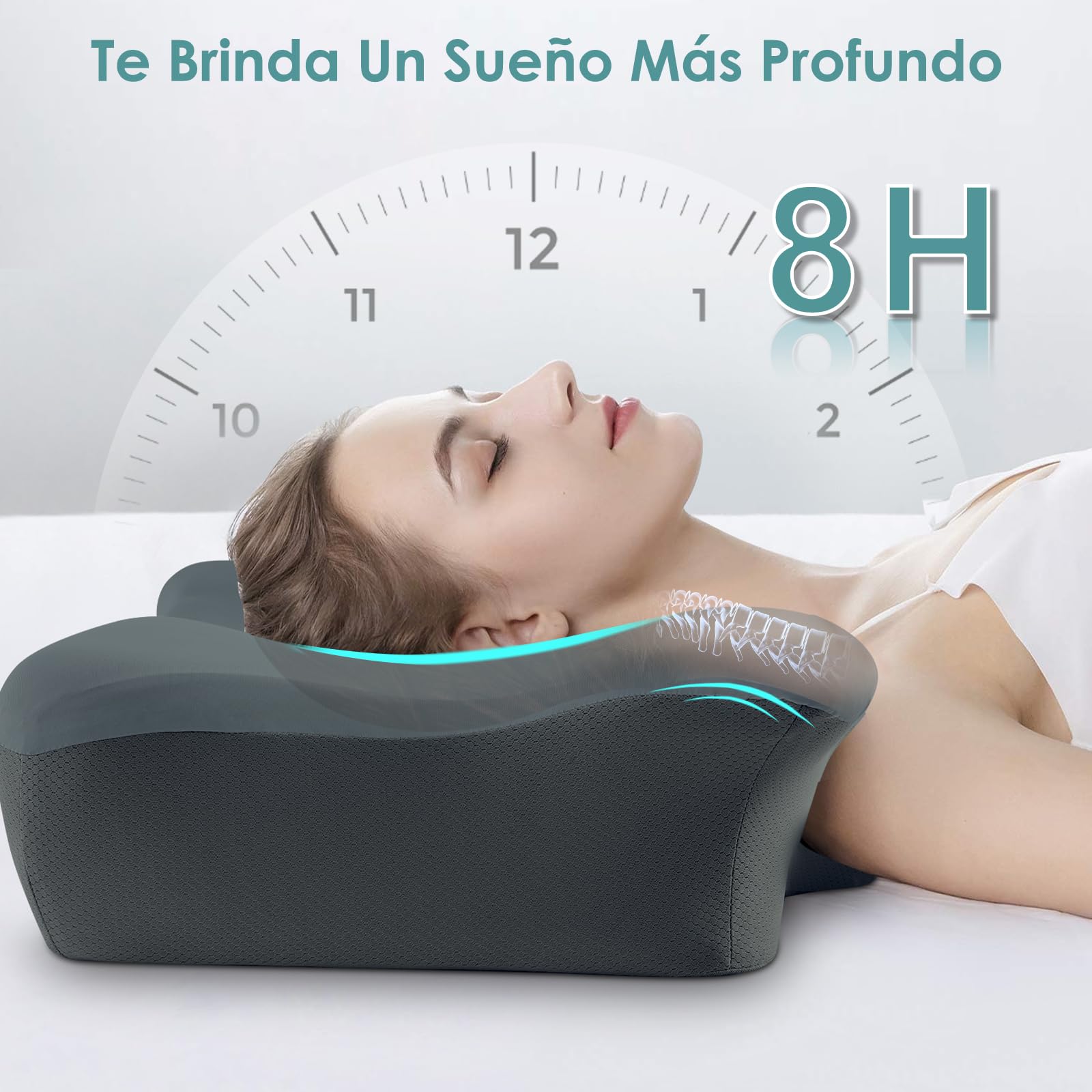 Almohada Cervicale para Dormir,Almohadas Antirronquidos,Adaptadas para Aquellos Que Duermen de Lado,de Espalda o de Barriga