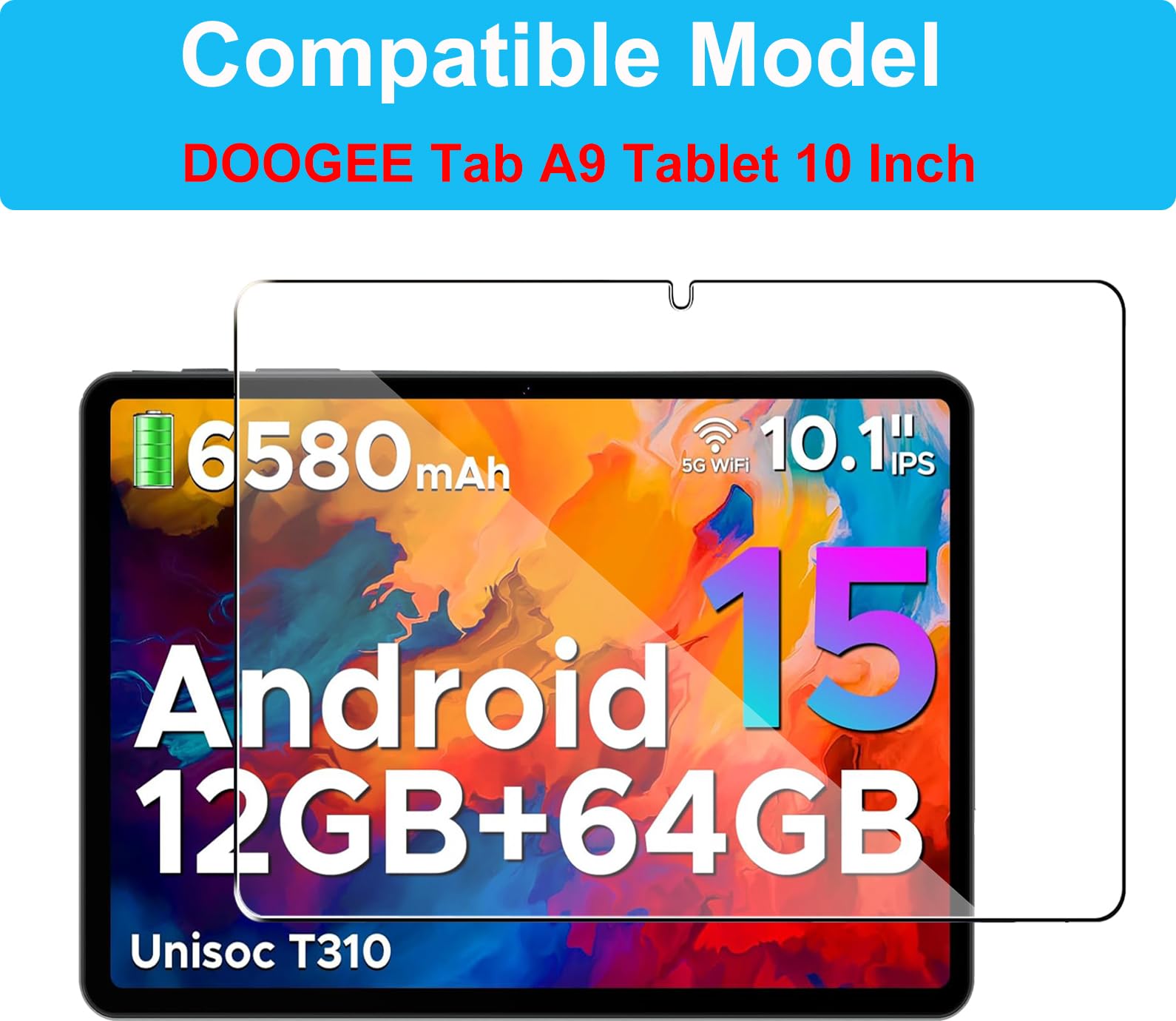 2er Pack Displayschutzfolie Für Doogee Tab A9/A9 Pro 10 Zoll - 9H Gehärtetes Glas, Anti-Kratzer & Fingerabdruck