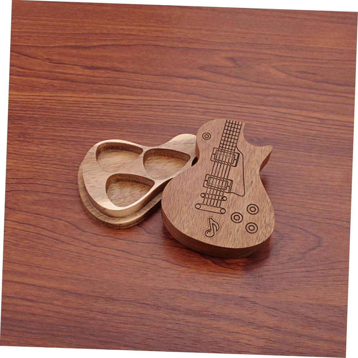 Toyvian Wooden Guitar Pick Holder Box for Organizing Picks, Creative Design image 5