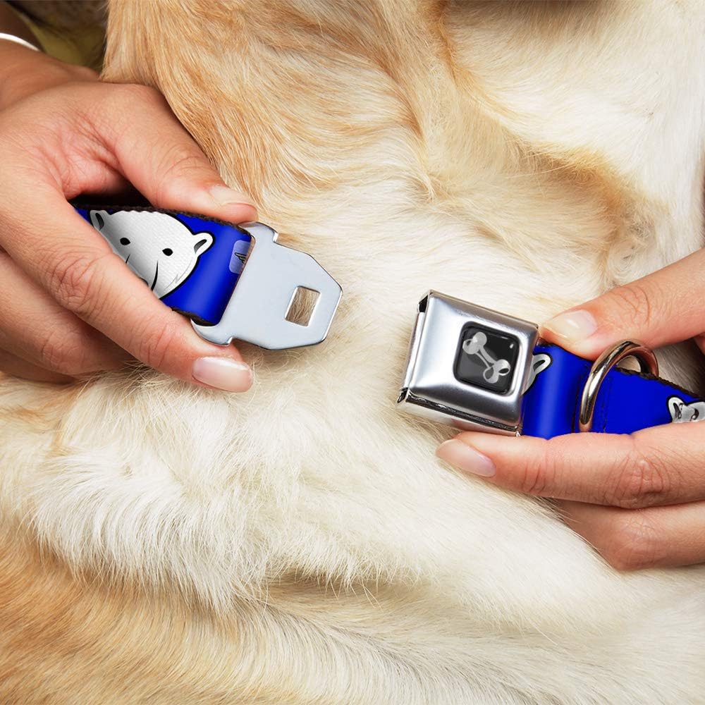 Dog Collar Seatbelt Buckle Polar Bear Mustache Royal 18 to 32 Inches 1.5 Inch Wide