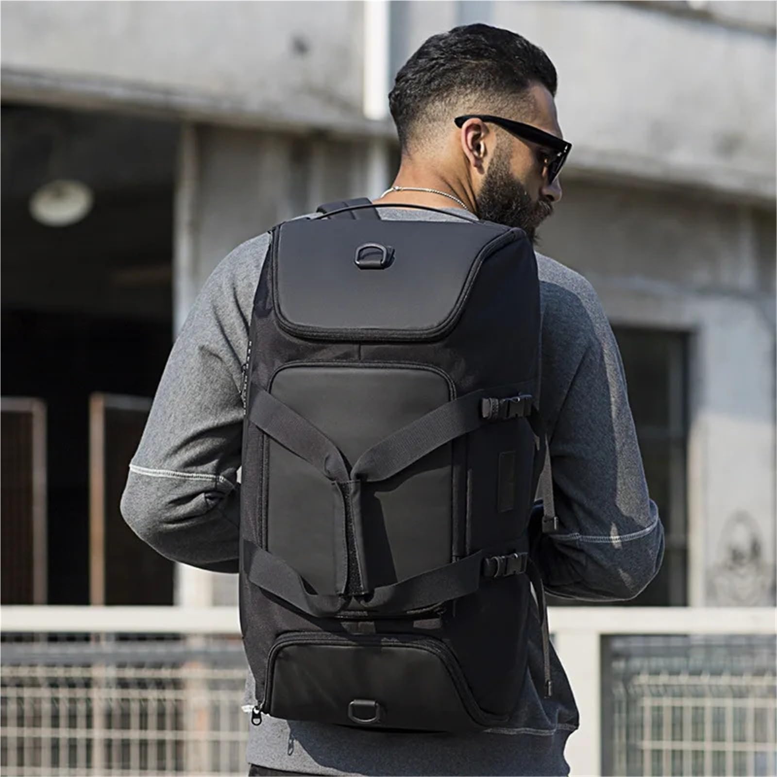 Maleta multifunción para hombre, grande, antimanchas, bolsa de viaje para equipaje de mano, negro, Talla única