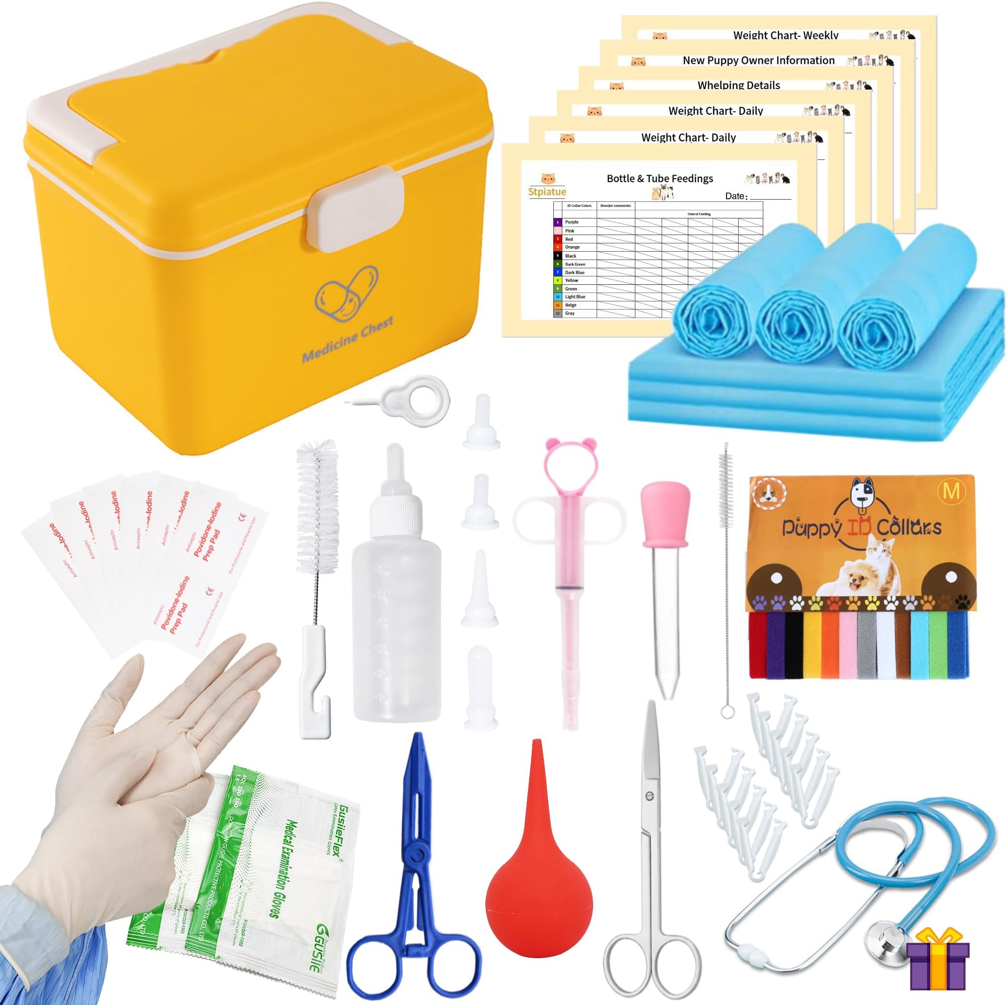 Pet Supplies 60Pcs Puppy Kitten Whelping Kit Birthing Supplies