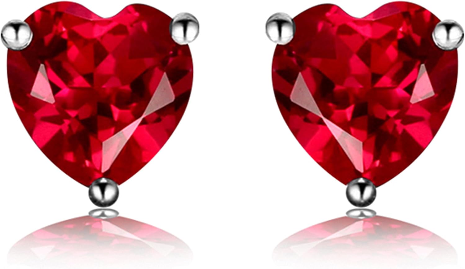 Navachi 925 Sterling Silver 18k White Gold Plated 3.0ct Heart Ruby Sapphire Emarald Stud Earrings