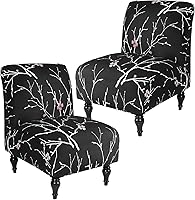 Vista 26 de Funda para Silla de Acento sin Brazos, Funda Elástica para Silla Súper Ajuste, Funda Protectora de Muebles para Silla sin Brazos para Sala de Estar