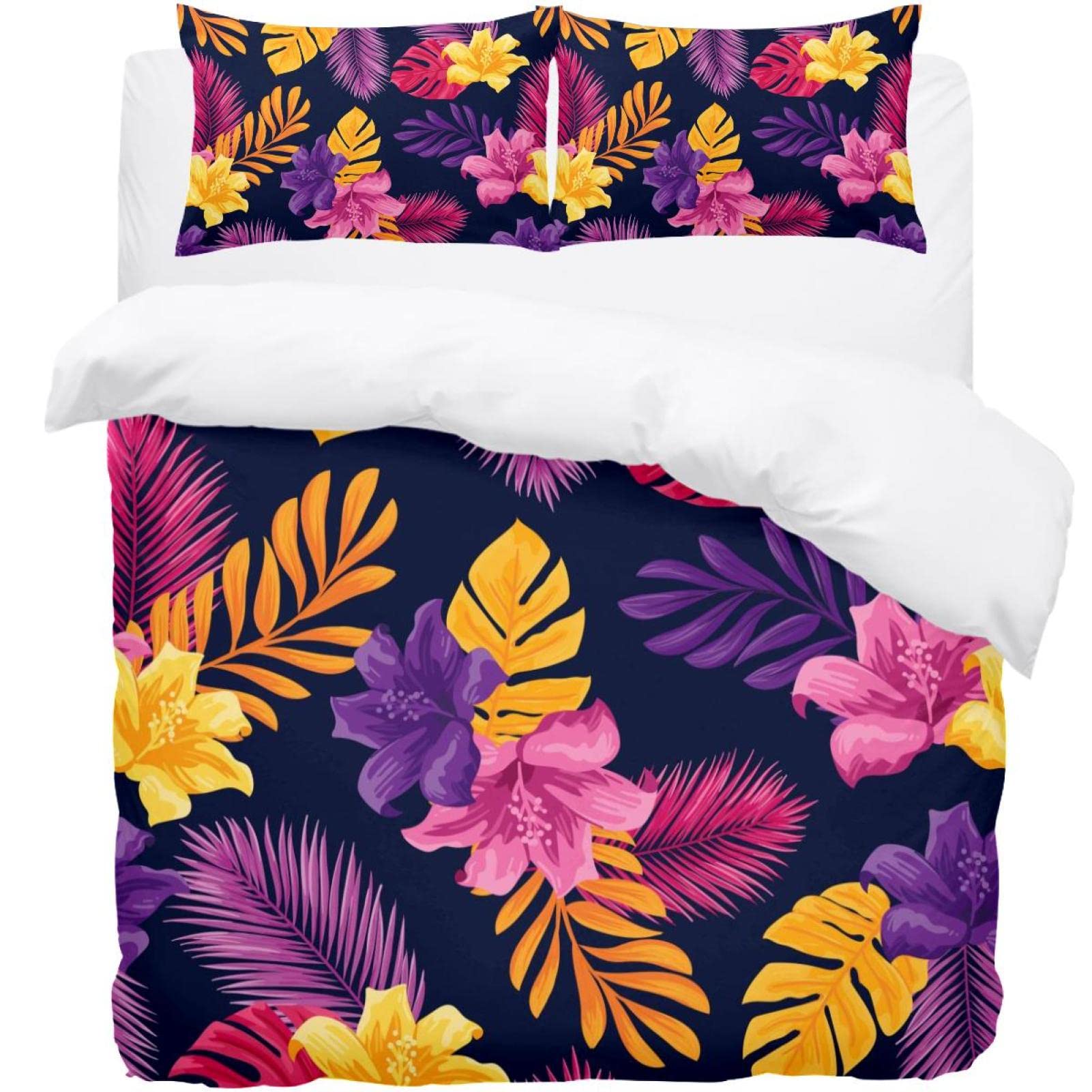 Parure de lit à motif floral jaune violet rose pour illuminer vos réveils matinaux