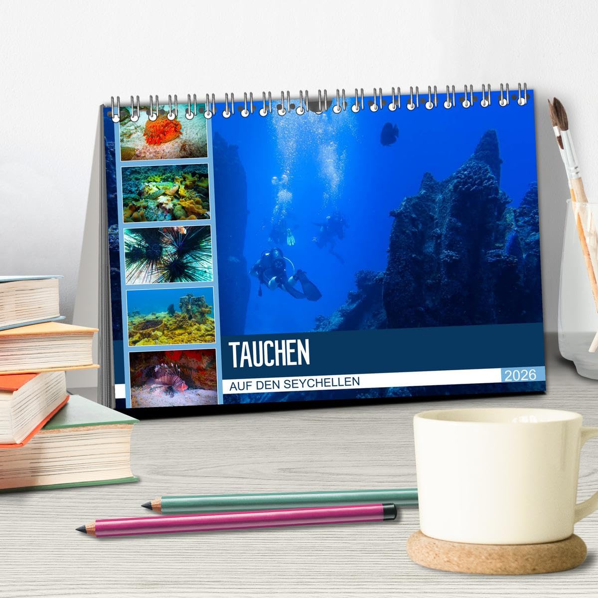 Tauchen auf den Sychellen (Tischkalender 2026 DIN A5 quer), CALVENDO Monatskalender: Faszination Unterwasserwelt