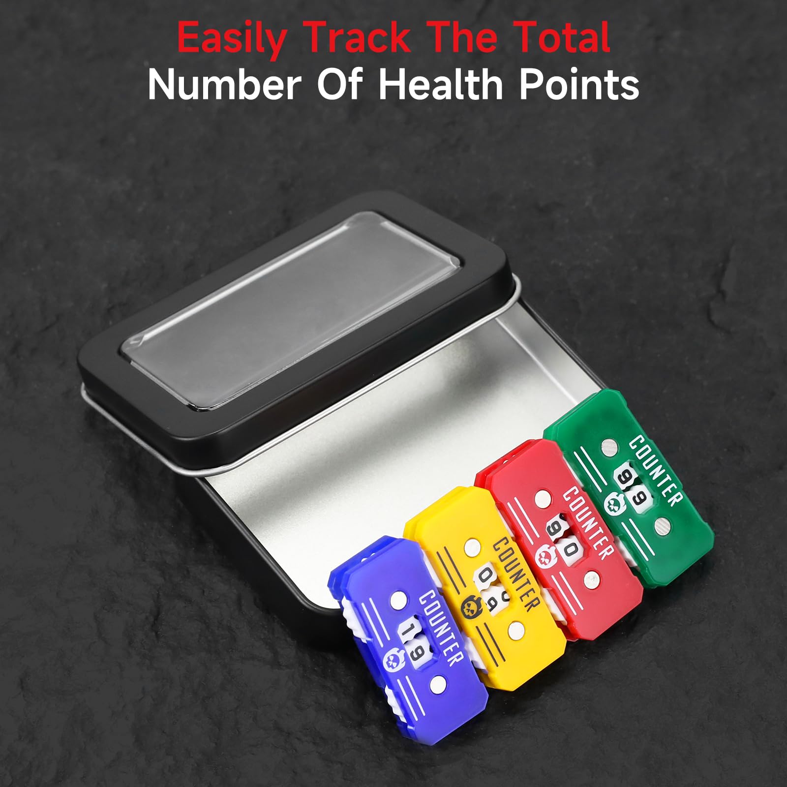 SIXPOINTS 4 contatori di vita a due cifre compatibili con Magic The Gathering Commander Deck, LCG/RPG/D & D/MTG/CCG/TCG giochi da tavolo