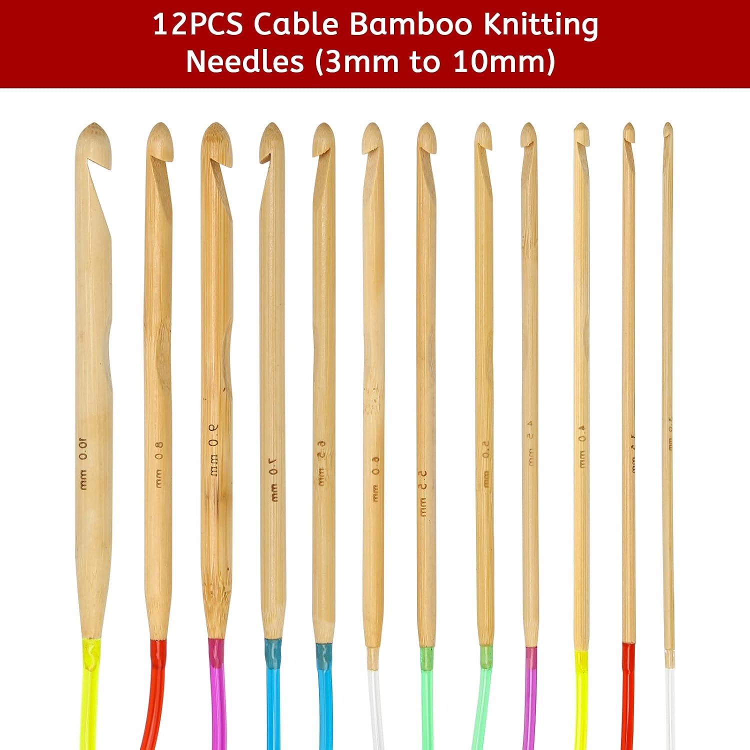 23 Pieces Tunisian Crochet Hooks Set, AHIER 12PCS Crochet Hooks 3-10mm and 11PCS Tunisian Afghan Aluminum Knitting Needles Set 2-8mm (Assorted Color) (Colorful)
