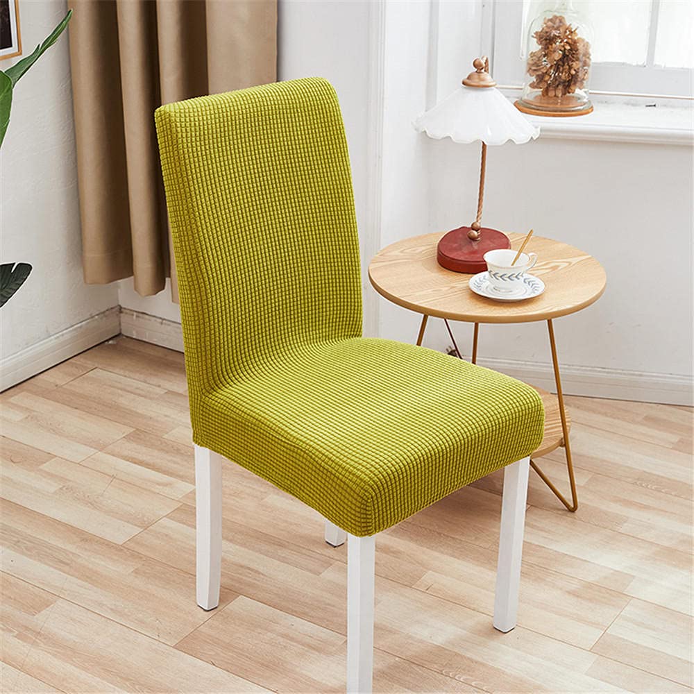 oxiang Chair Covers For Dining Chairs 4 Or 6 Polyester Fiber Elastic Stool Cover Hotel Restaurant Chair Antifouling Cover-yellow_6 PCS
