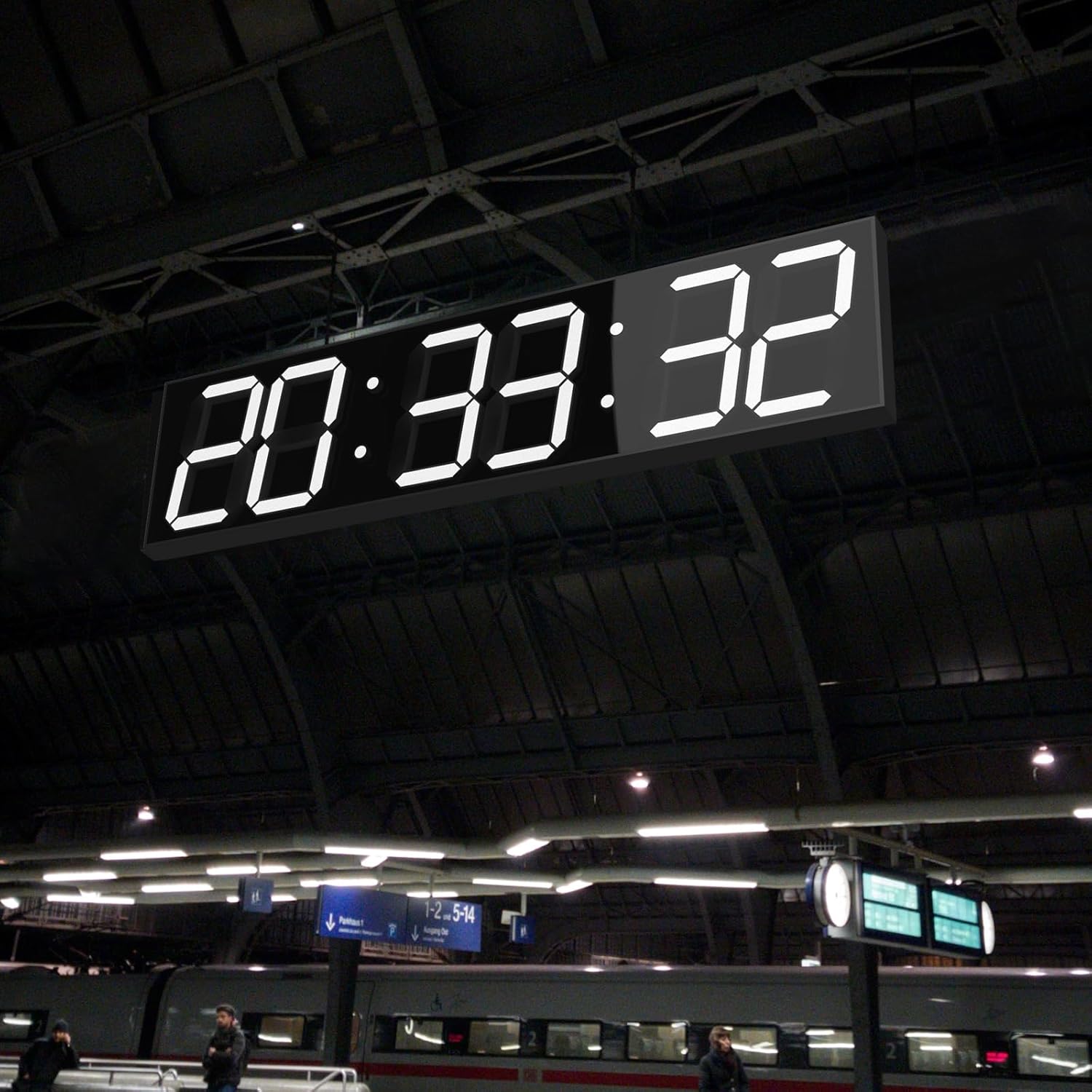 28.5‘’ Double Sided Digital Wall Clock, Multifunctional Led Countdown Clock with Timer, Temperature and Date Display, Hanging Digital Clock Large Display for Corridors, Hospitals (White)