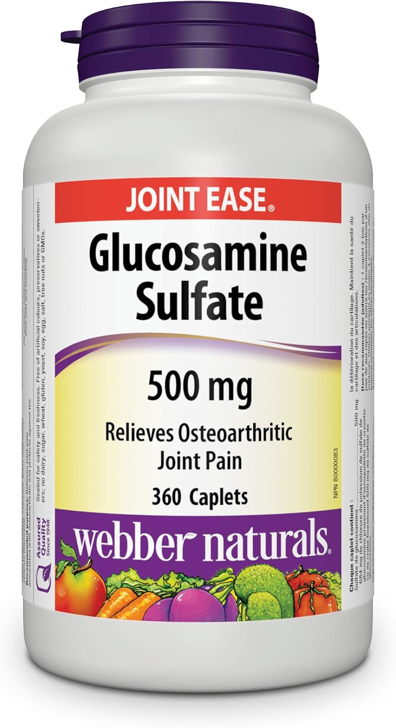 Webber Naturals Glucosamine Sulfate, 360 Caplets | Joint Support, Helps Relieve Joint Pain Associated with Osteoarthritis