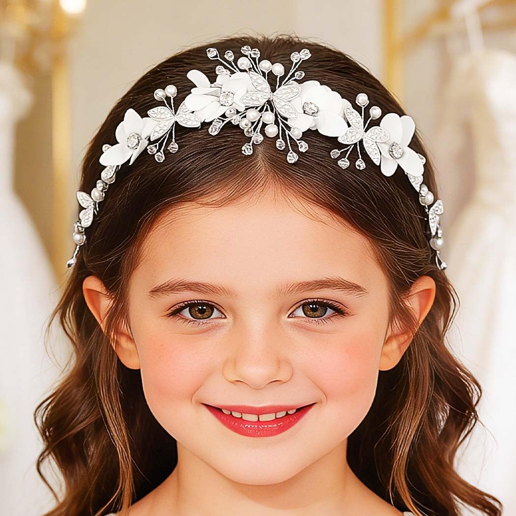 Amazon.com : Campsis Flower Headband for Girls White First
