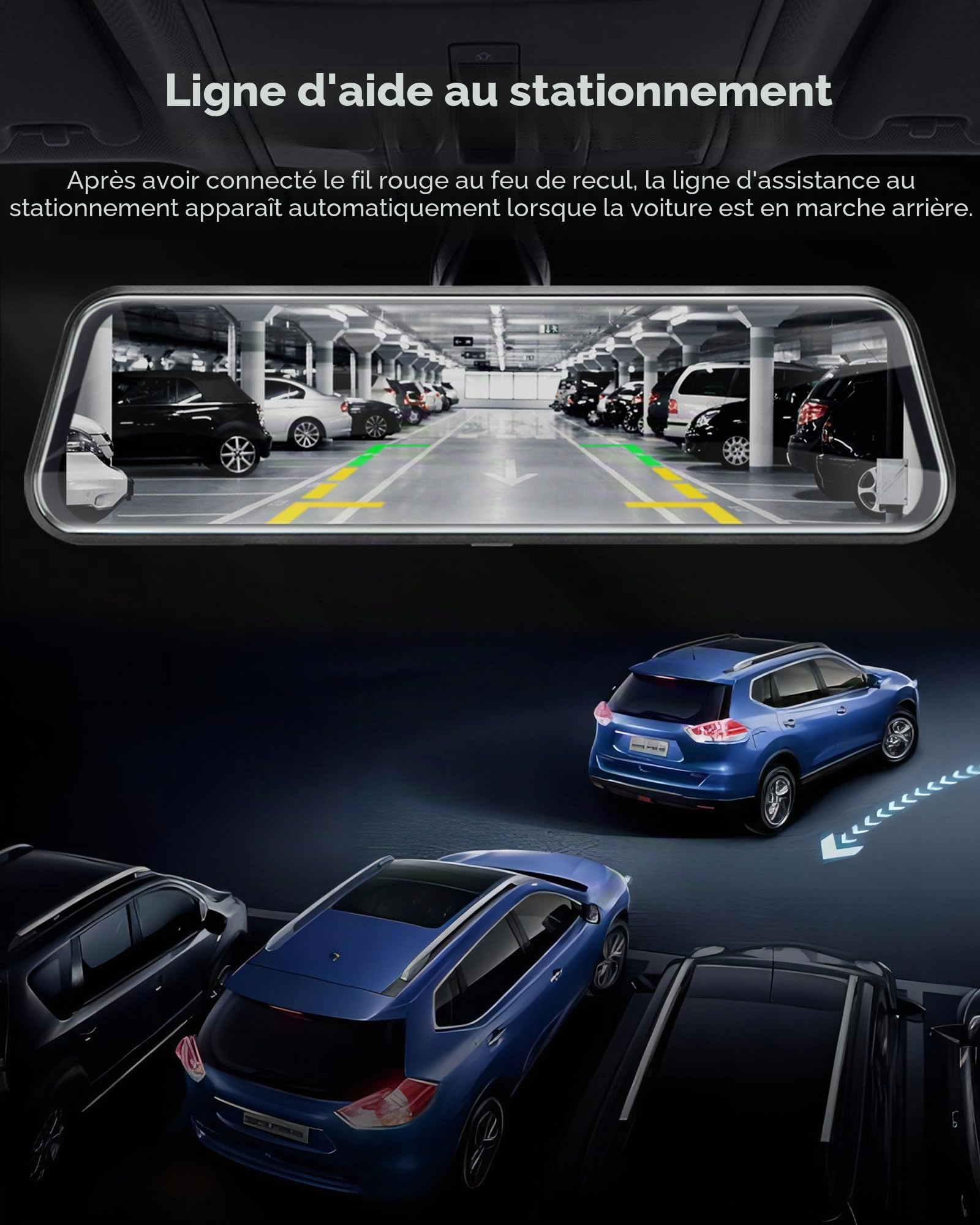 Vtopek 10" Dashcam Voiture Rétroviseur avec Caméra de Recul 1080P pour SUV