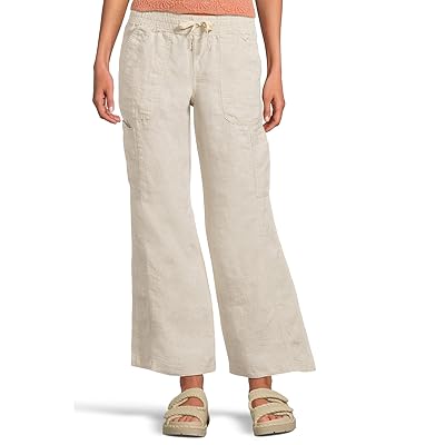 L.L.Bean Premium Linen Breezy Mid Rise Wide Leg Utility Pull On Pants Women