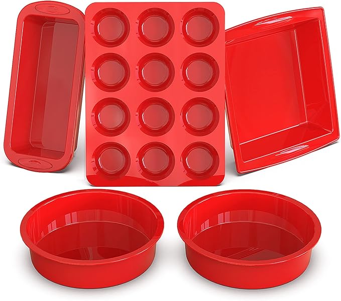 SILIVO 5-Piece Silicone Baking Pans Sets - Nonstick Silicone Bakeware