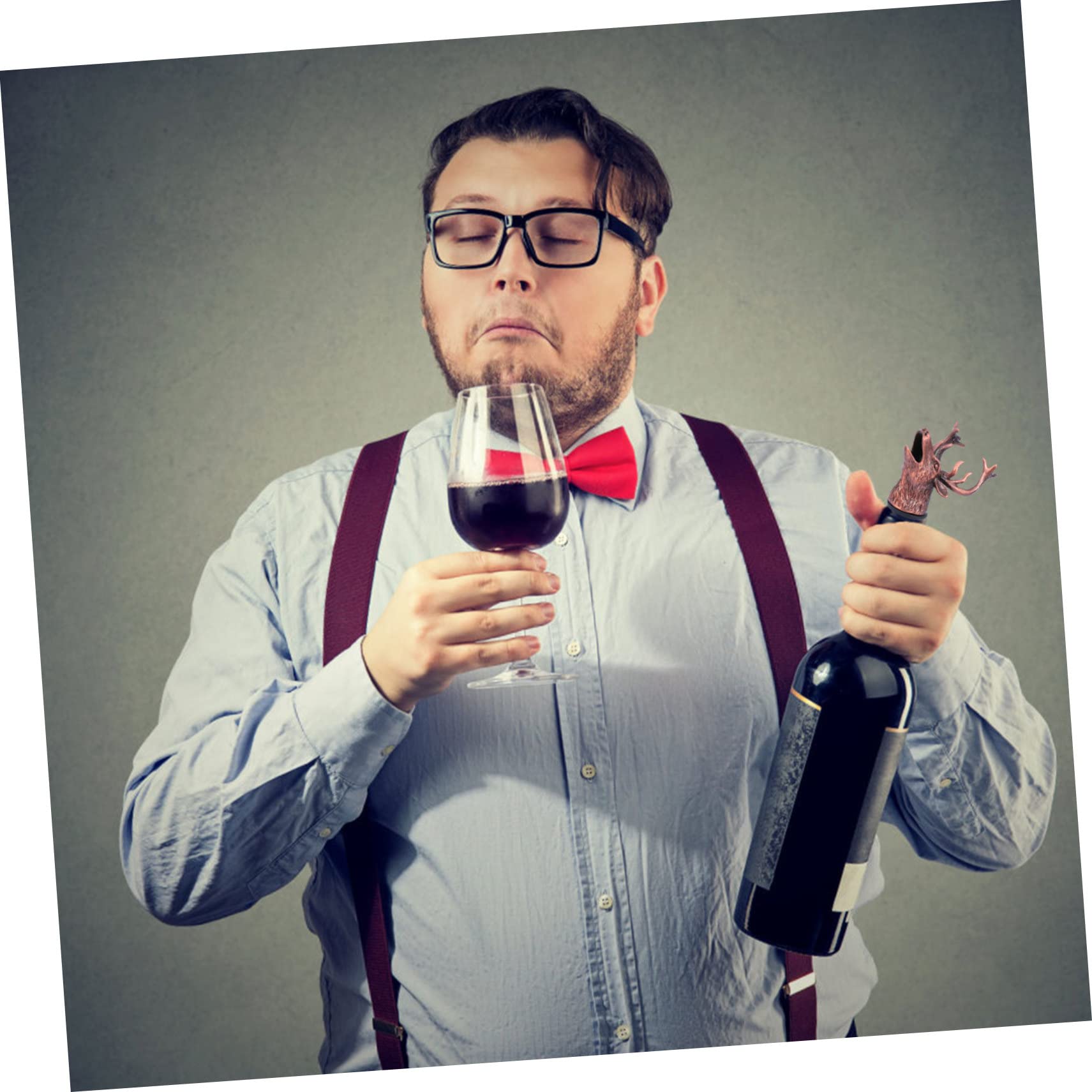 Unomor 1Pc Elk Head Wine Pourer Retro Bottle Stopper Chic Spout for Christmas Parties Rustless Design Unique Wine Accessory for Home and present Giving