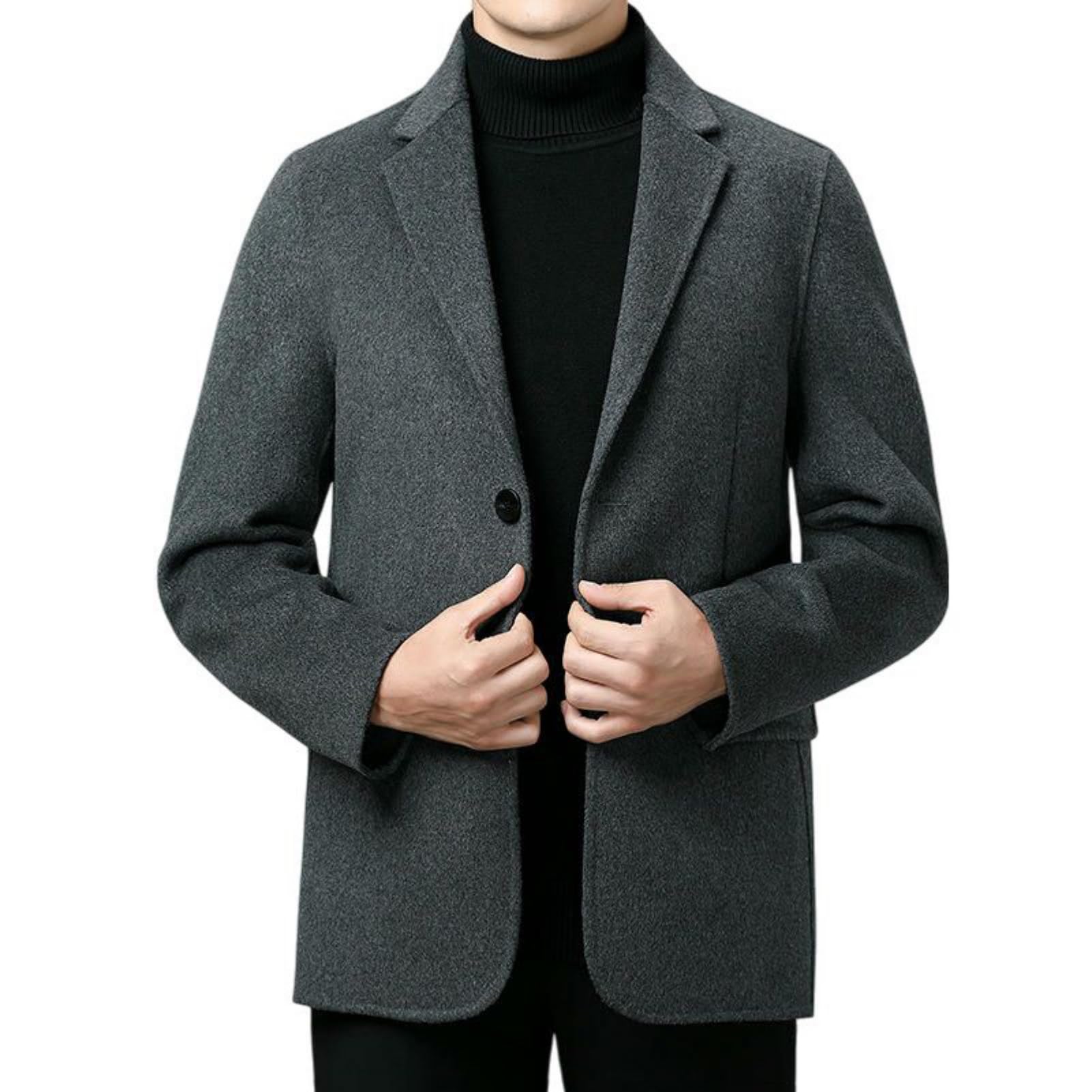 Chaqueta corta de lana para hombre abrigo de cachemira ligero y cálido 4