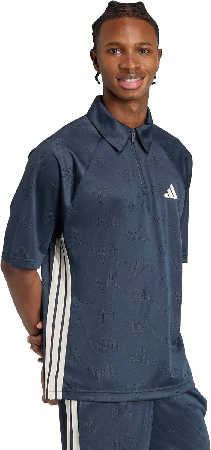 Adidas Mens Stadium 3-Stripes Tennis Inspired Jacquard Polo T-Shirt - Image 2