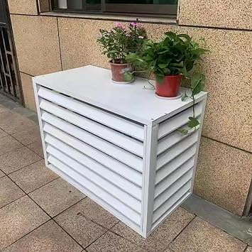 Premium Split AC Air Conditioner Cover Fence for Outside Units, Outdoor Condenser Protective Cover, Decorative Aluminium Heat Pump Cover - Heavy Duty AC Unit Sound Barriers100x50cm39.4x19.7