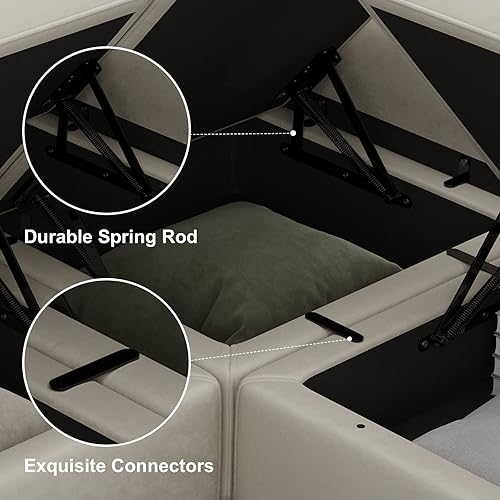 Miniatura 67 de Belffin Sofá modular Módulo medio con almacenamiento Accent Silla sin brazos para sofá modular seccional terciopelo gris Gris,Negro -,Azul,Verde