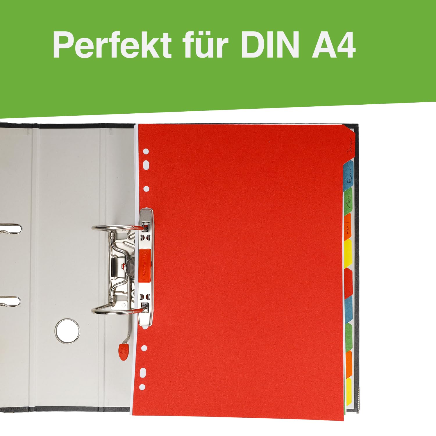 Westcott Register für Ordner A4 (100er-Pack) | Trennblätter für Din A4 Ordner | 10 farbige Tabs in 5 Farben als Ordner Organizer | Robuste 160g/m² mit Eurolochung | E-1733312 00