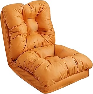 Jiza ソファーベッド おりたたみ 座椅子 一人掛け 背もたれ ローソファ 在宅ワーク ふわふわ おしゃれ シンプル 組立簡単 リクライニングチェア 180度フラット可能 厚さ20CM オレンジ 60奥行き x 60幅 x 20高さ cm