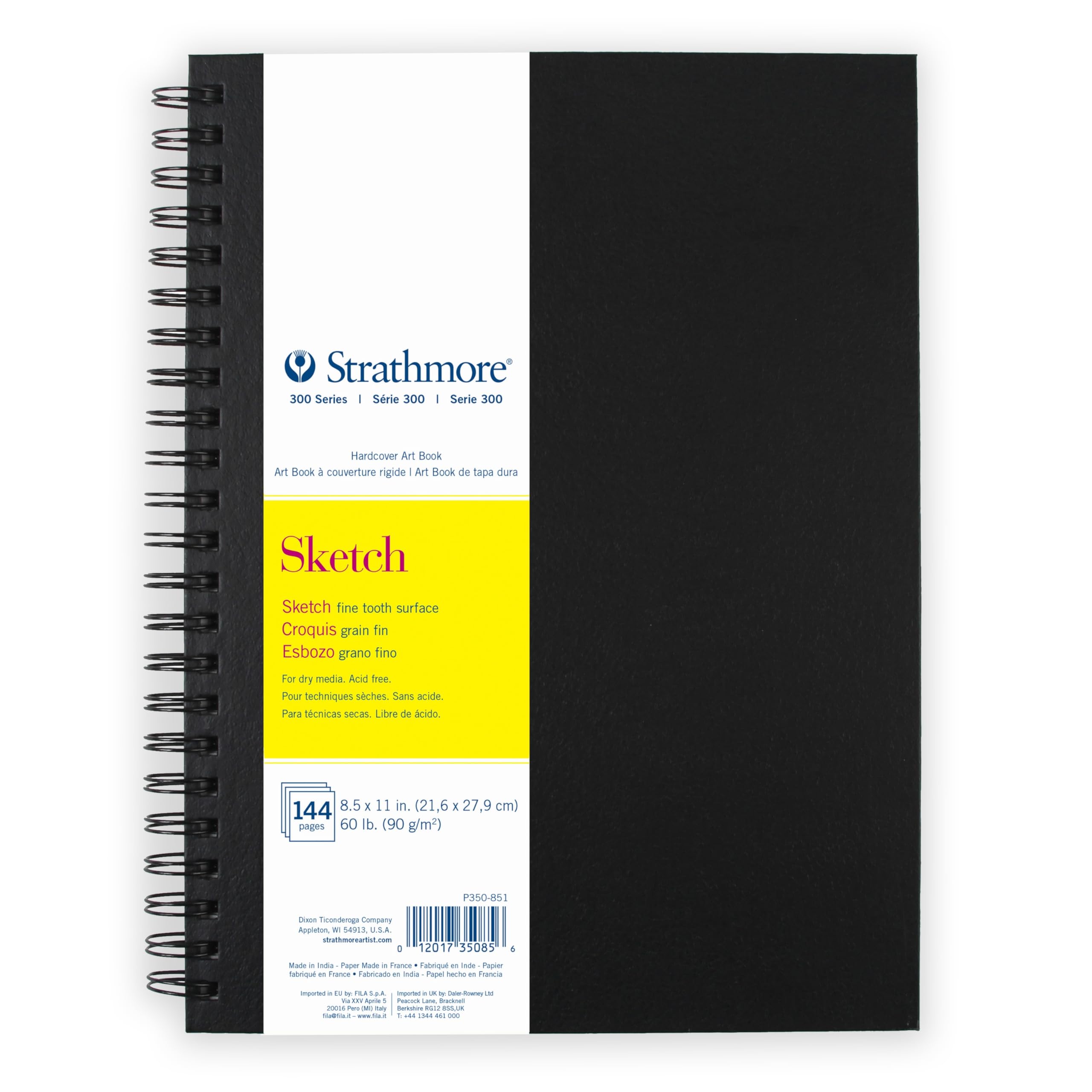 Livre d'art Strathmore de 72 feuilles blanches avec couverture rigide noire