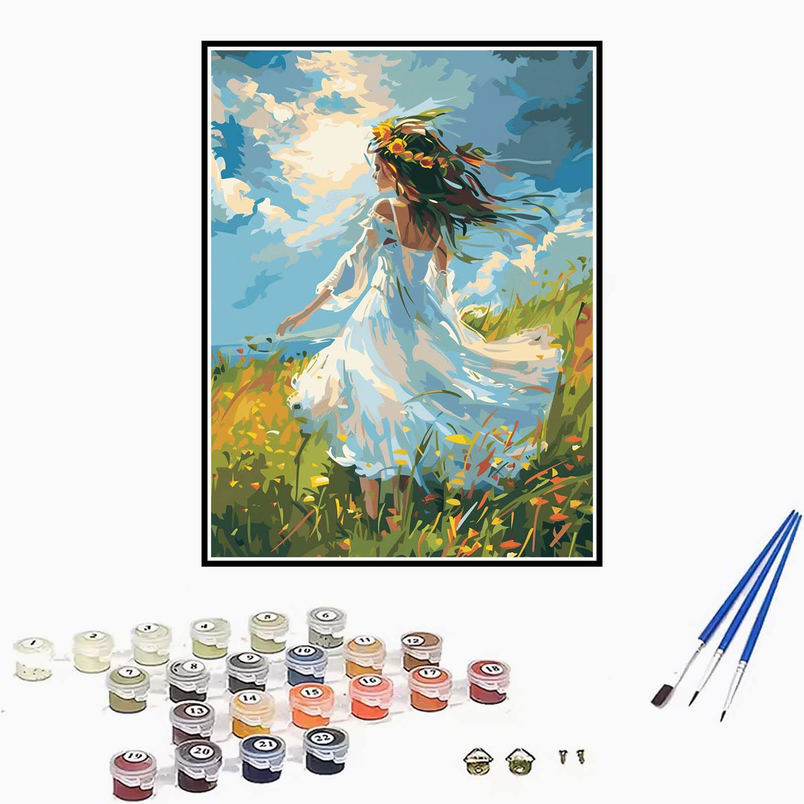 Dipingere con i Numeri per Adulti Ragazza,Dipingi Con i Numeri Bambini Hobby per Donne 6 7 8 9 anni,Paesaggio Painting by Numbers Kit Arte per Decorazione Della Casa con telaio 80x120 cm-DK132