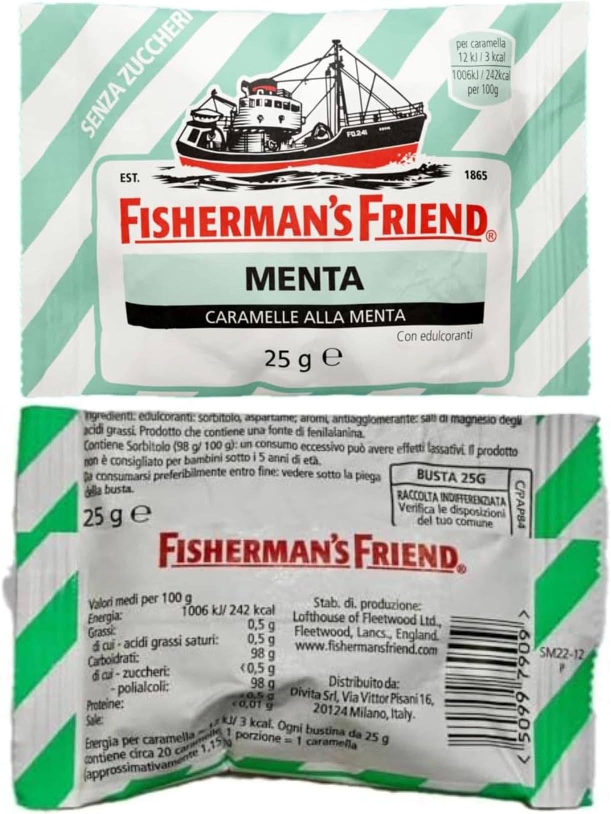 Fishermans Friend Sugar Free Mint Menthol Lozenges 25g x 24 Packs