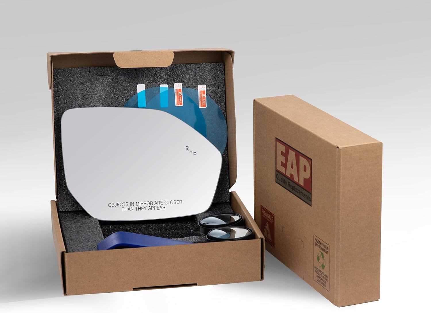 EAP Passenger Side Mirror Glass Compatible with Hyundai Palisade 2018-2021, Heated with Blind Spot, 87621S8010 87621S8090