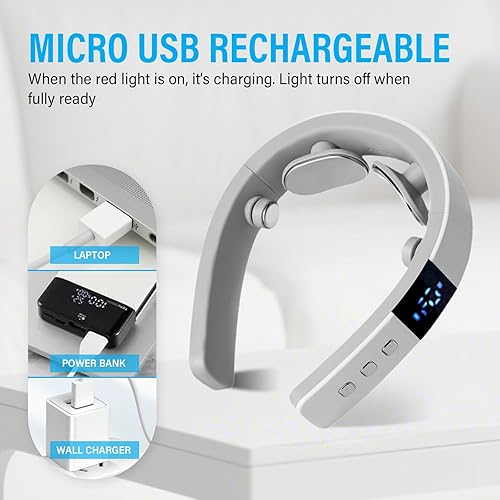 Miniatura 6 de Masajeador de cuello con calor, masajeador de cuello para aliviar el dolor de tejido profundo, ajuste de múltiples modos, portátil y adecuado para