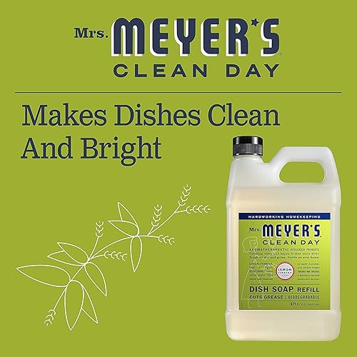Miniatura 9 de MRS. MEYER'S CLEAN DAY Repuesto de jabón líquido para platos, fórmula biodegradable, limón verbena, 48 onzas líquidas (paquete de 6)