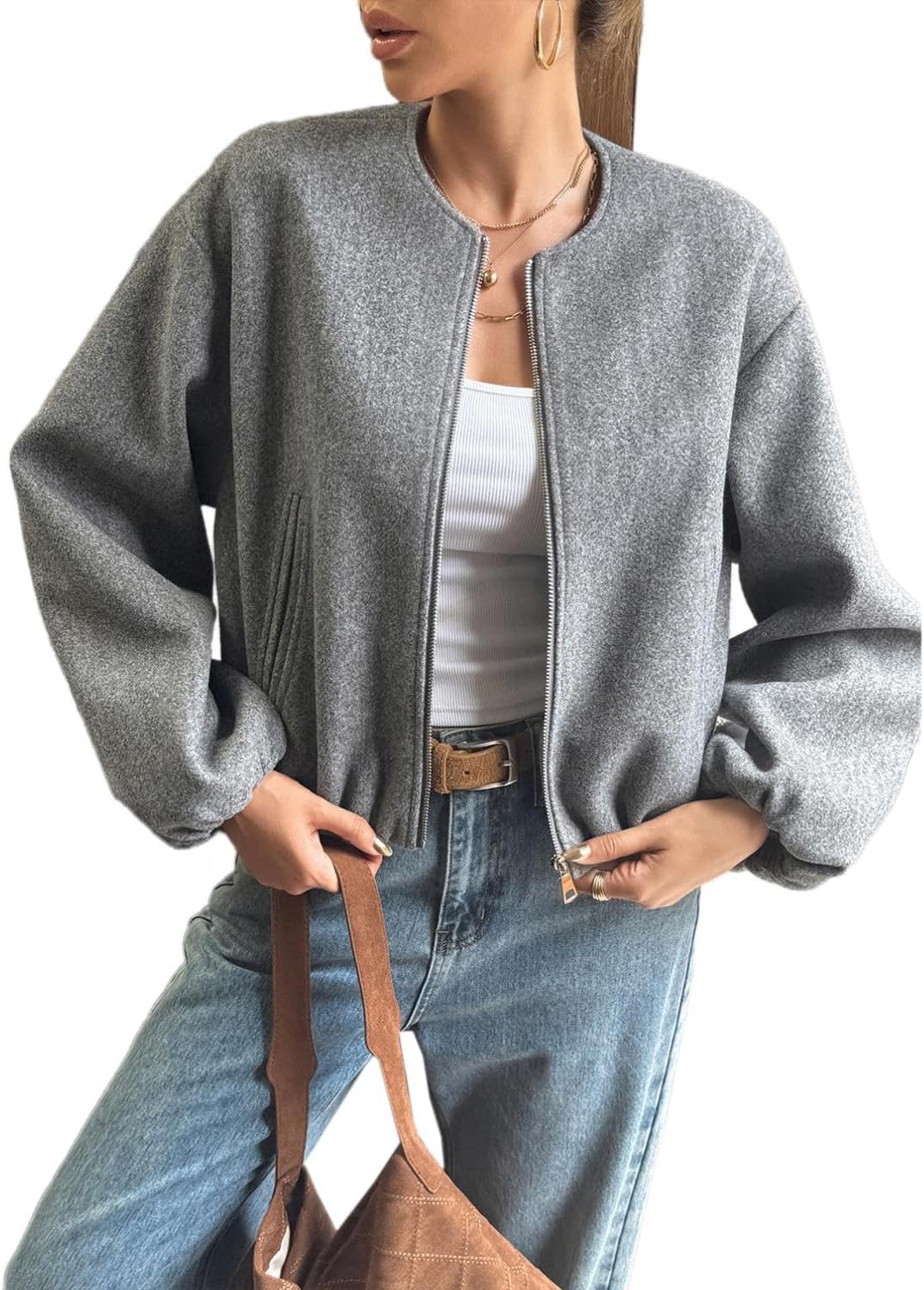 xzbailisha Women's Long Sleeve Zip Up Warm Jackets Casual Fall Winter Outwear